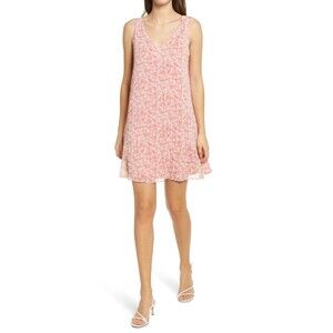 Charles Henry Floral Shift Mini Dress Swing Pink White Chiffon Spring S